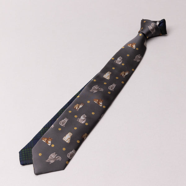 tope. choucalf ビンテージネクタイ地　ヘッドピース 猫を被る？｜カラーチップキャットタイ GRAY – giraffe ONLINE SHOP