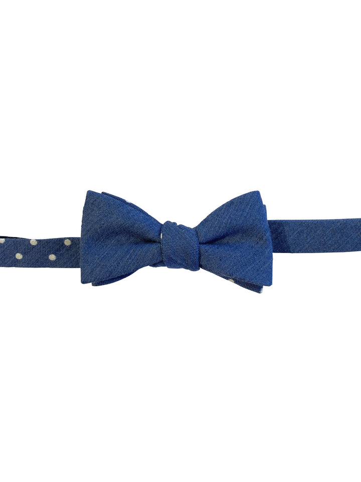 100%ワンポイント｜リバーシブルデニムドット蝶タイ LT.BLUE – giraffe