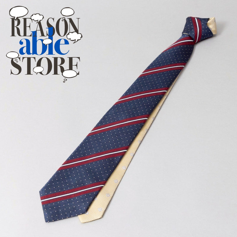 【ワケアリ】カラーチップレジメンタルフローレットタイ NAVY