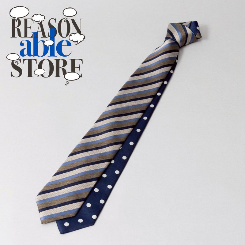 【ワケアリ】リバーシブルレジメンスマイルドットタイ BEIGE×NAVY