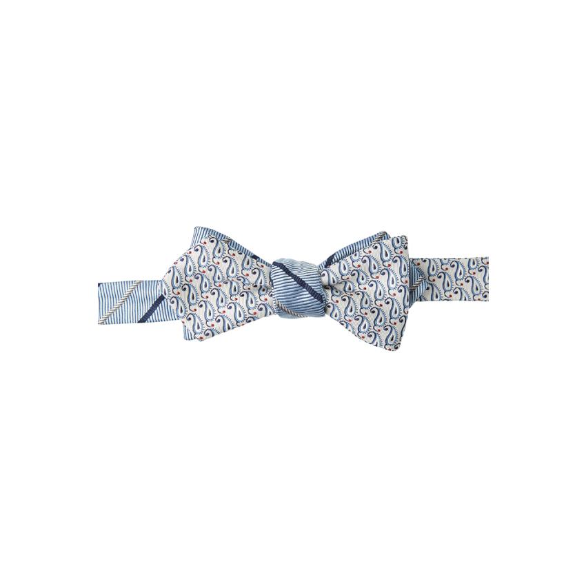 リバーシブルペイズリーレジメンタル蝶タイ WHITE×LT.BLUE